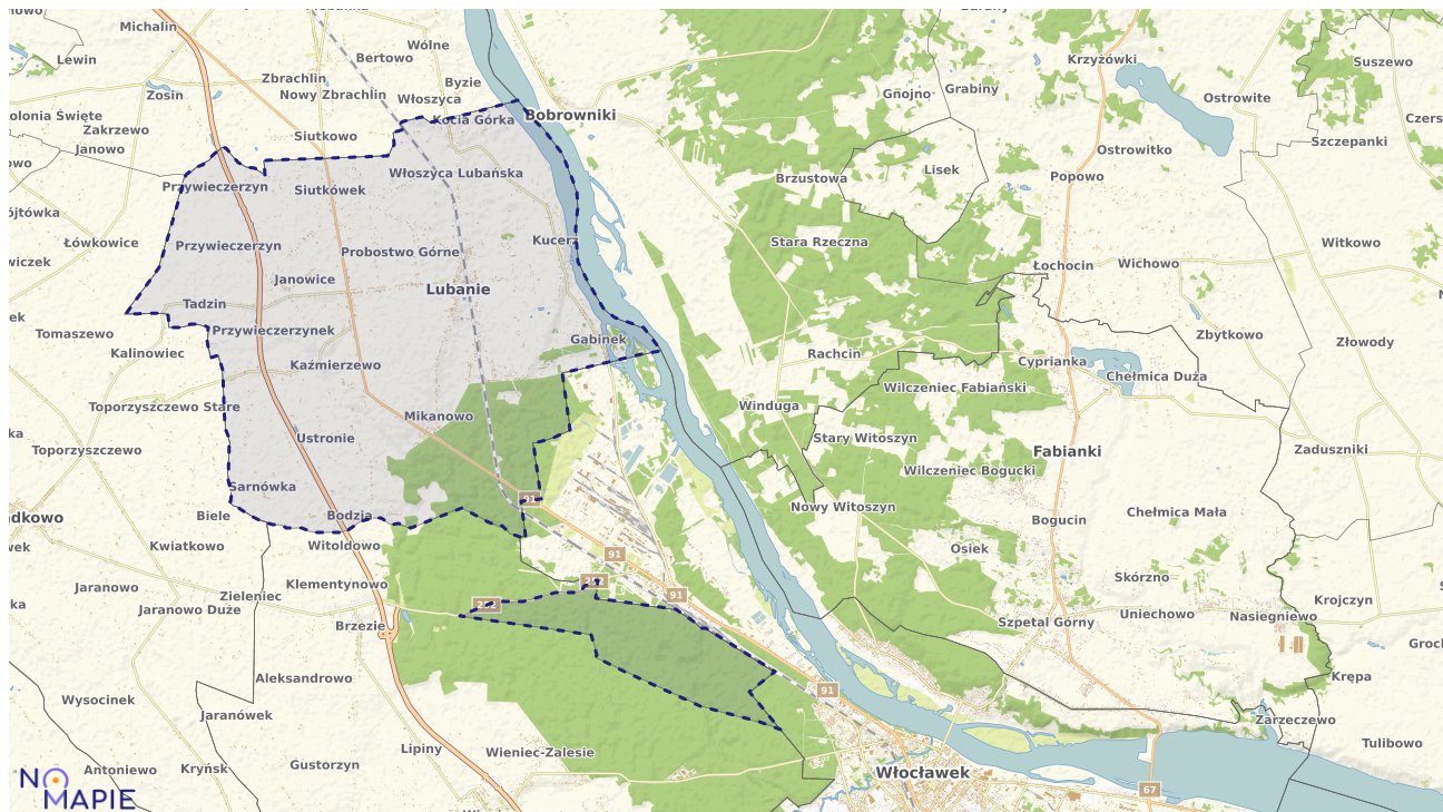 Mapa obszarów ochrony przyrody Lubania